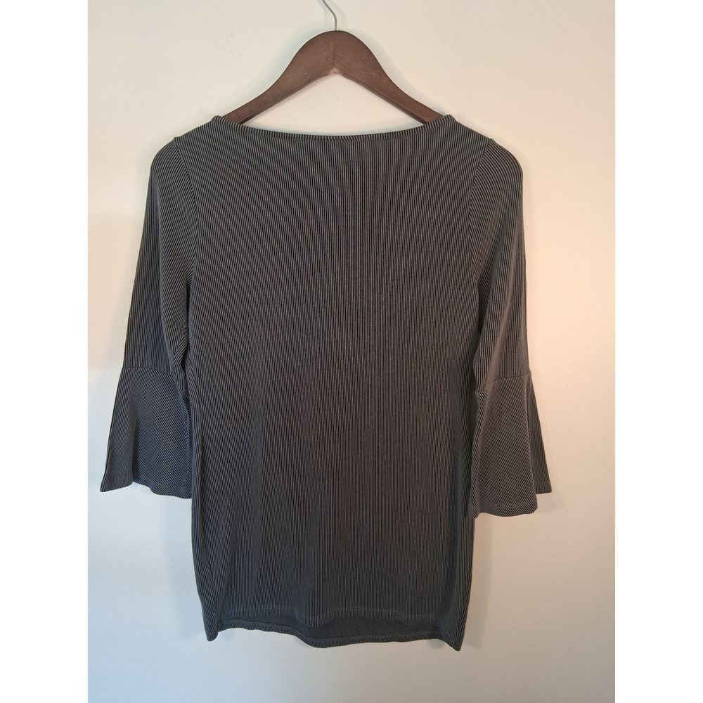[Minimalist]‎ Motherhood Maternity Ribbed Top Women Small Gray Bell Sleeve Knit - Picture 4 of 5